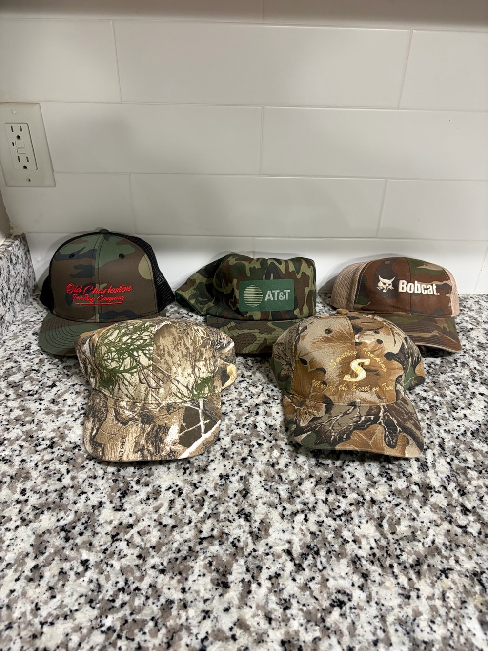 Set of Five Retro Camo SnapBack Hats Adult Size New Condition
